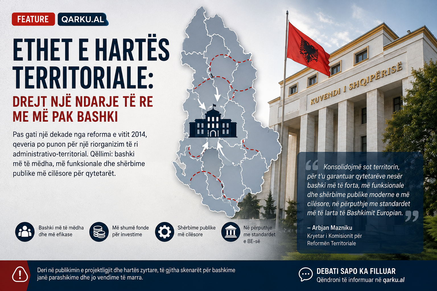 Ethet e Hartës Territoriale: Drejt një ndarjeje të re me më pak bashki Ethet e Hartës Territoriale: Drejt një ndarjeje të re me më pak bashki